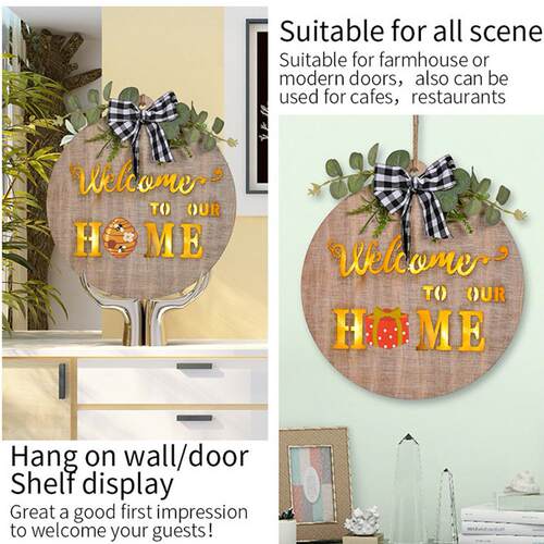 好货Welcome Door Sign Interchangeable Round Door Hanging For
