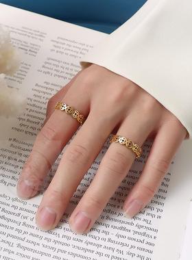 。French style copper coin ring index finger titanium steel