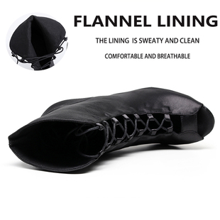 Latin Dance Silk Bachata Lace Ballroom Black Ladies Boot