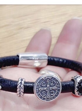 手工黑皮绳牛皮手錬