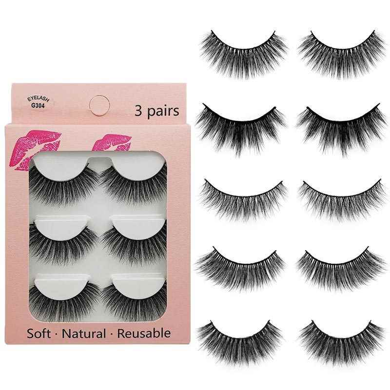 3Pairs Natural False Eyelashes 3D Fake Lashes Extension