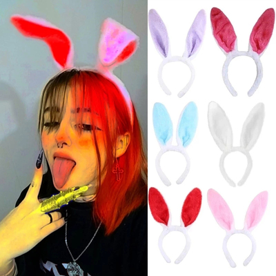 Cute Fluffy Rabbit Ears Hairbands For Women Halloween Easter