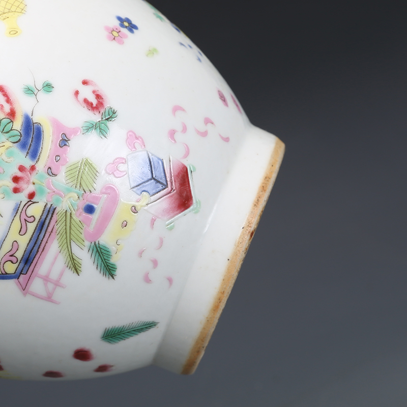 清光绪瓷器粉彩花卉纹胆瓶一对古董古玩明清老瓷器旧货老货收藏