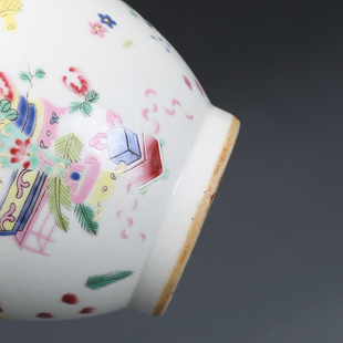 清光绪瓷器粉彩花卉纹胆瓶一对古董古玩明清老瓷器旧货老货收藏