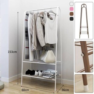 Metal Coat Rack Floor Shelf Stand with Wheels Multifunction