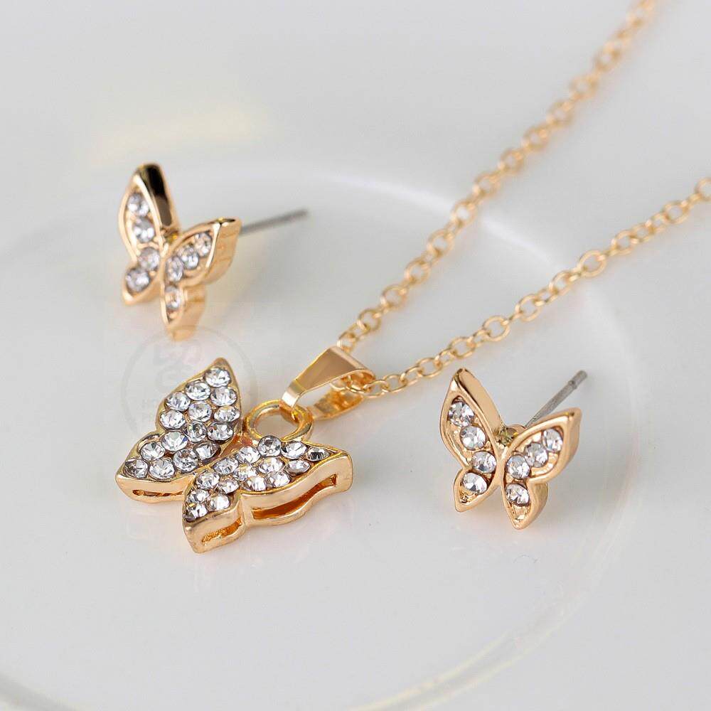 。Exquisite jewelry Four Piece Set Butterfly Necklace Earrin