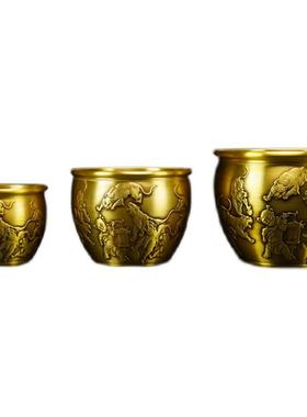 公纯铜聚宝盆吉祥虎年虎娃送福聚宝盆家居办TQU室工艺品摆件