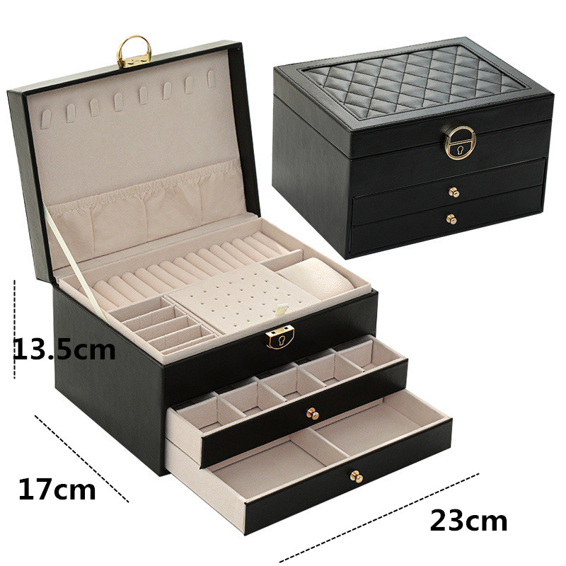 WE Jewelry Box with Watch Pillow 3-layer Large Capacity