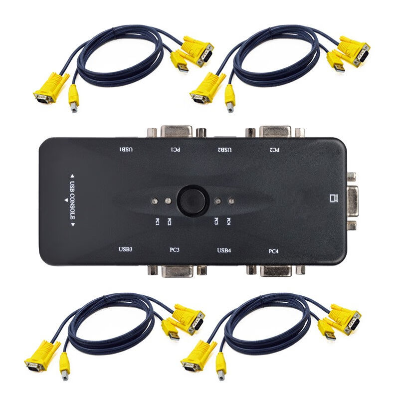连拓KVM切换器VGA视频4口切屏器四进一出台式机笔记本显示器鼠标