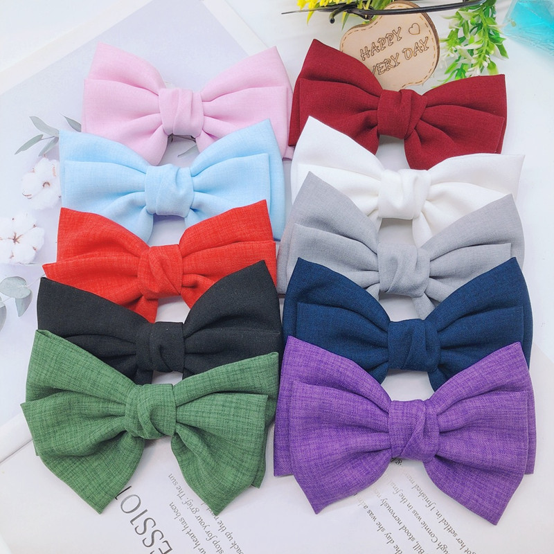 2022 Fashion Vintage 2 layers Bow Barrettes Linen Hair Clips