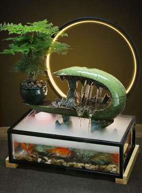 流水喷泉养鱼池鱼缸摆件假山办公室客厅桌面循环抽水开业礼品礼物