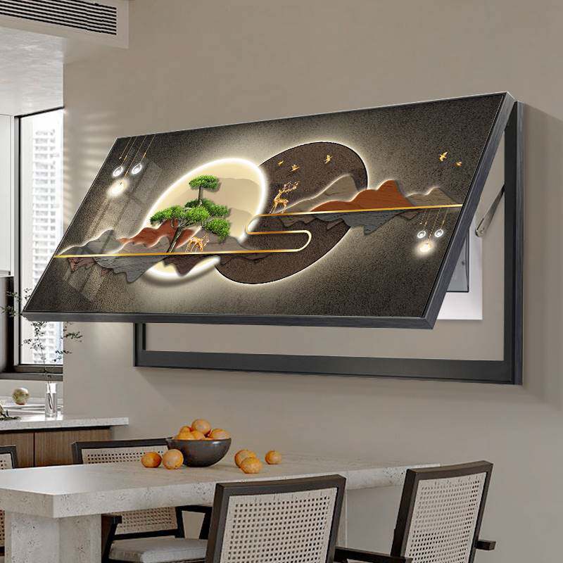 新品新中式大尺寸电表o箱装饰画免打孔电闸盒配电箱遮挡开关空开