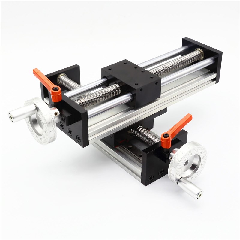 新品十字滑台直线滑台模组u滚珠丝杠手轮手动XY两轴工作台精密导