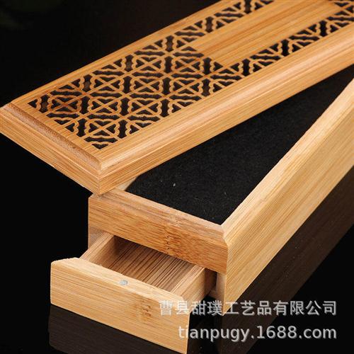 热销楠竹双层抽屉线香盒家用沉香A线香炉中式镂空古典香薰炉可雕