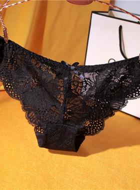 性感蕾丝内裤女2024新款紫色夏秋薄款女士低腰三角裤黑色