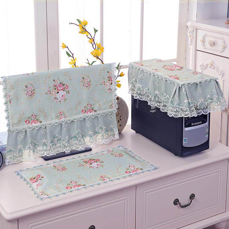 电脑罩套布艺台式防尘罩一体机装饰24寸显示器帘键盘主机遮灰盖布