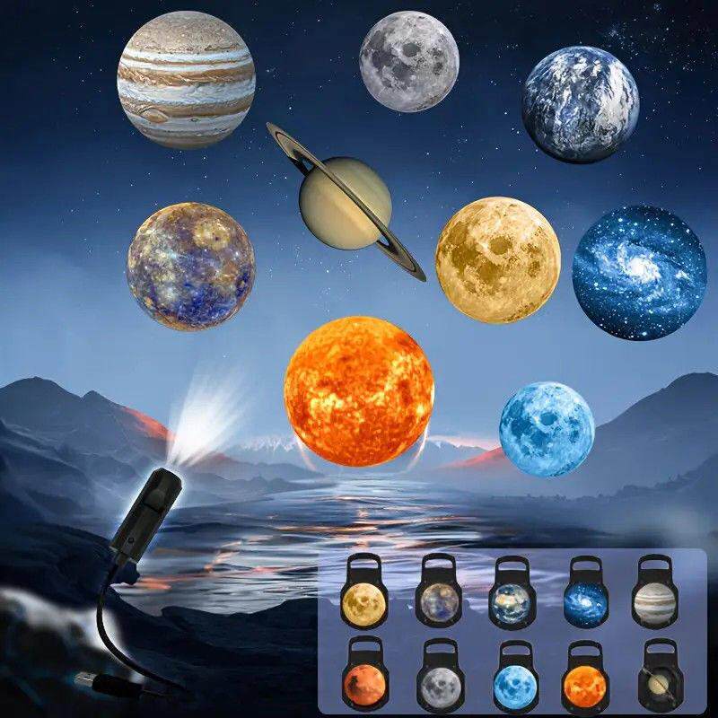 月球USB投影灯创艺图案拍照片房间氛围灯三维夜灯星空氛围灯