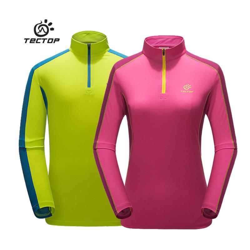 常年加单Tectop男女款户外速干长袖T恤拼色弹力快干衣男运动T恤女