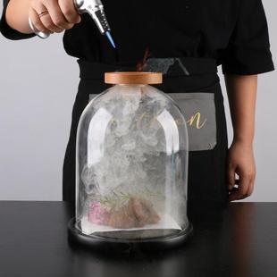 酒店美食增香透明玻璃烟熏餐罩特色意境菜分子料理耐冷热玻璃餐具