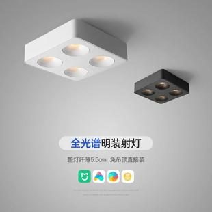 射灯家用无主灯客厅方盒子吸顶明装 全光谱明装 筒灯超薄智能斗胆灯