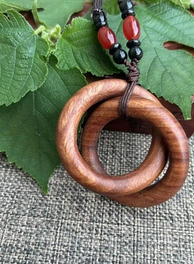 枣木乾坤圈吊坠一体雕刻七星