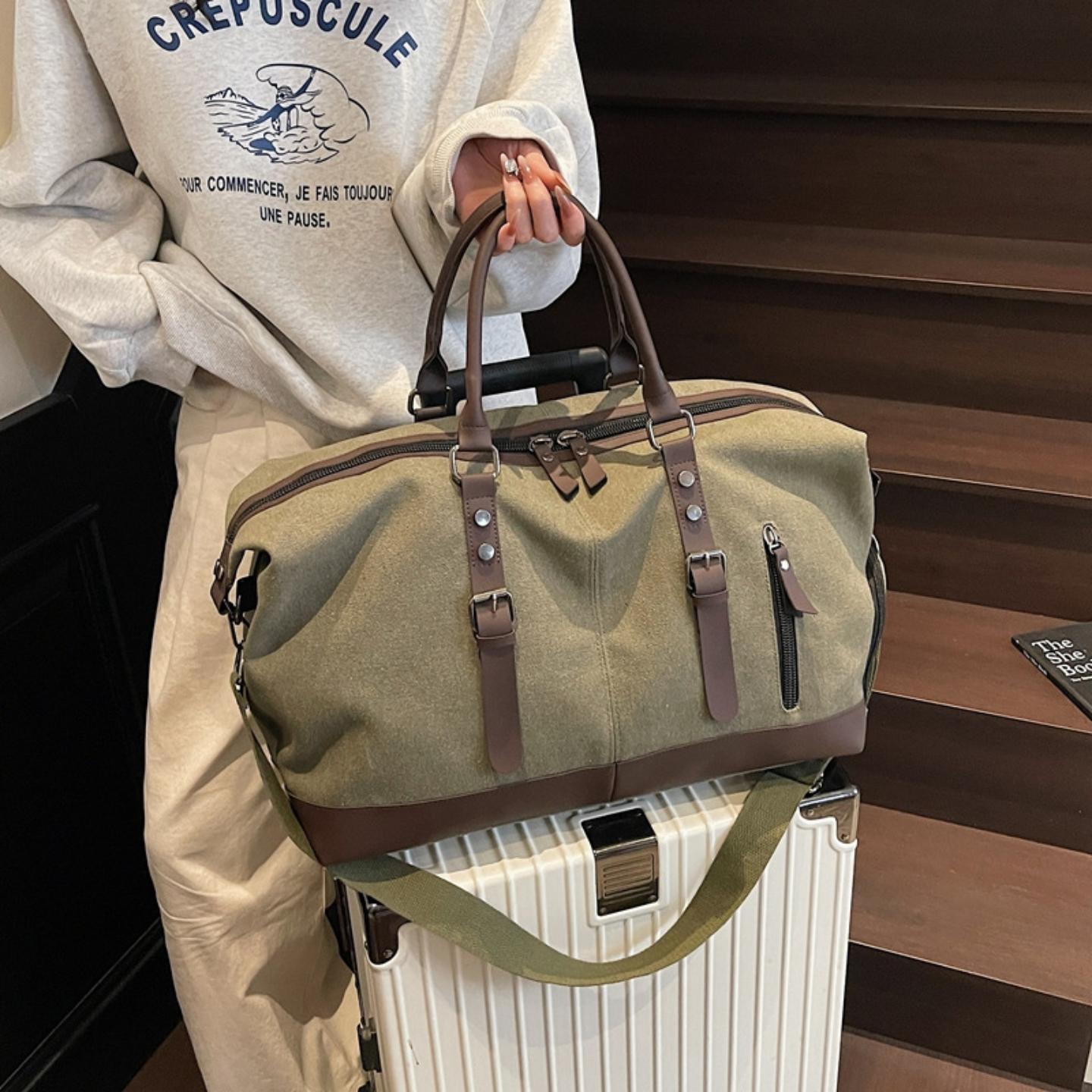 新款出行帆布手提袋旅行包男时尚