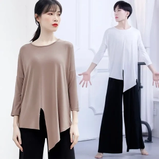 男式女生成人古典爵士形体宽松大码上衣t恤舞蹈练功服现货出口