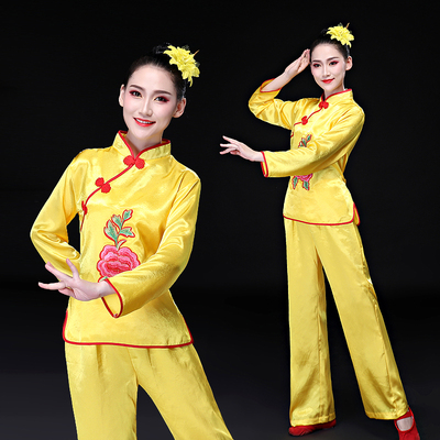 新款秧歌服女成人民族舞蹈演出服中老年广场舞服装扇子舞秋冬