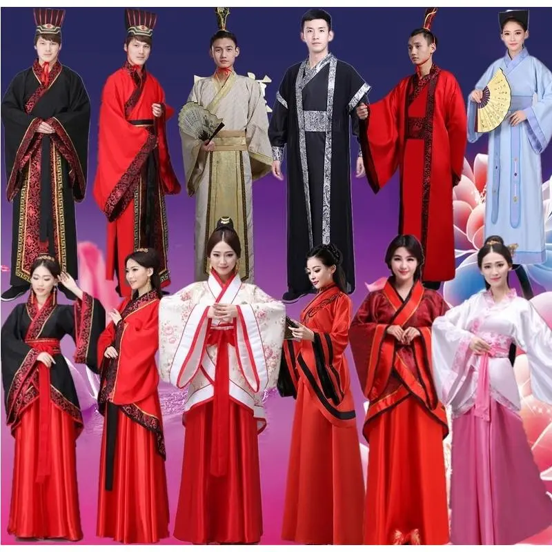 古装汉服双绕曲裾唐装表演服国学