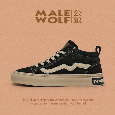 品牌男鞋春秋季新款百搭运动休闲学生潮流时尚黑色帆布高帮板鞋