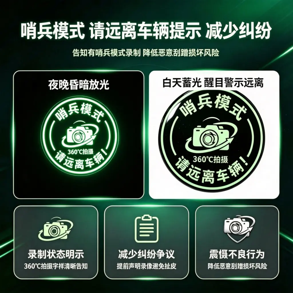 夜光哨兵模式防刮蹭警示车贴
