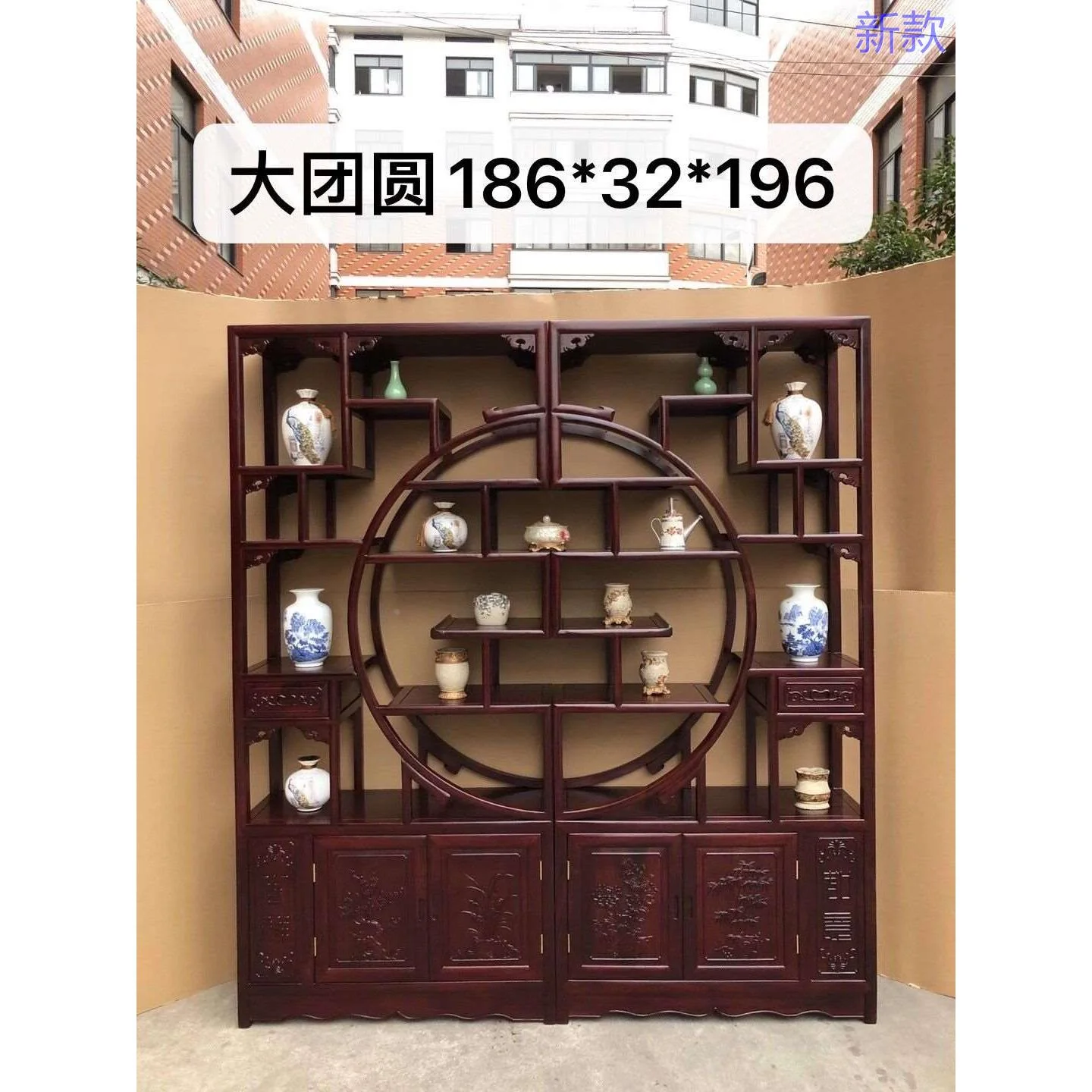 东阳红木非洲酸枝木古董书架博古架中式实木红木置物架玄关新款