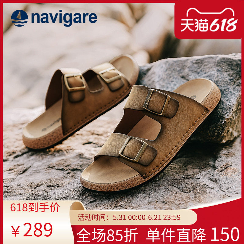 Navigare小帆船男士皮凉鞋2026新款式夏季外穿高端软底男款沙滩鞋