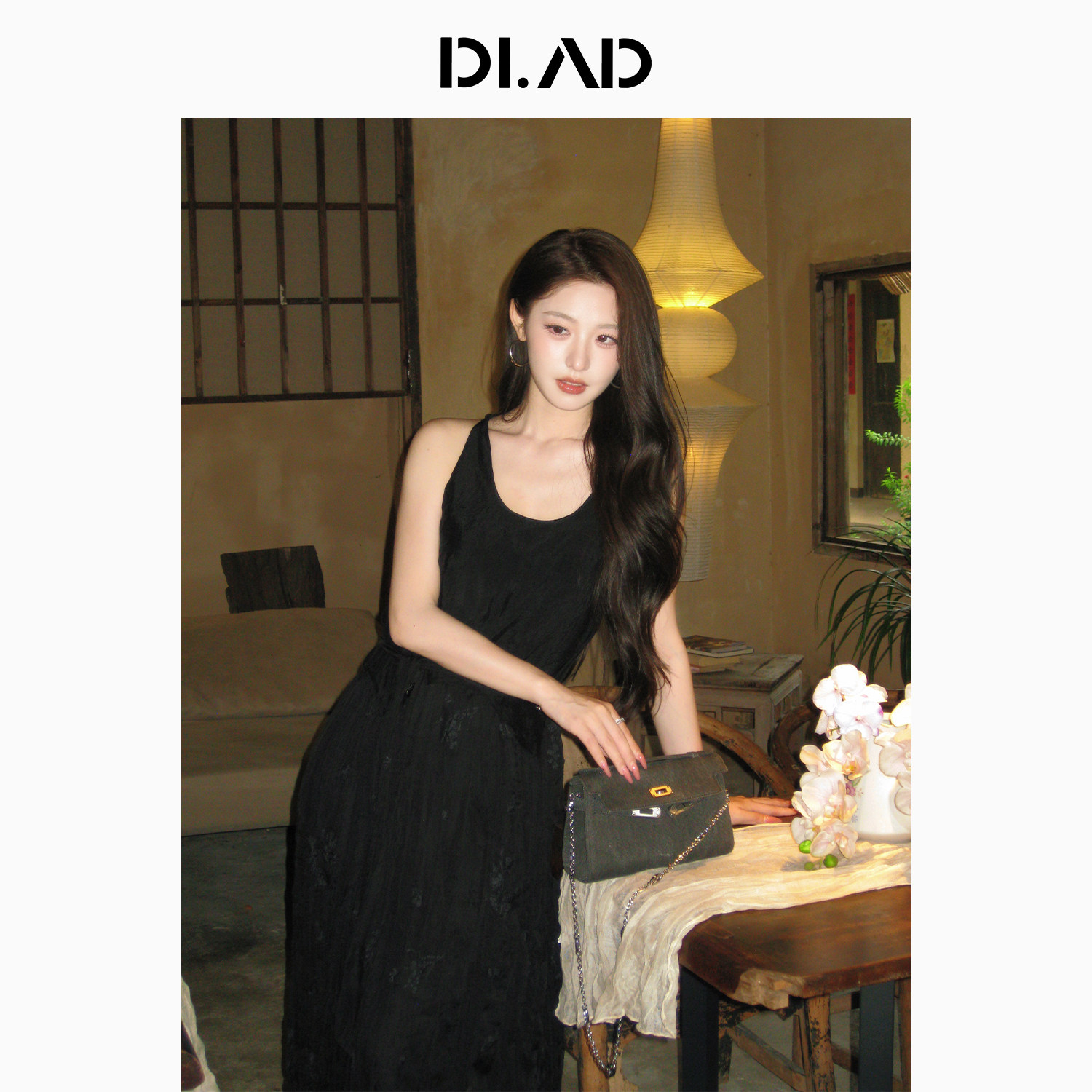 DI.AD 26夏慵懒松弛纯欲垂感褶皱肌理吊带连衣裙女DB642651L4