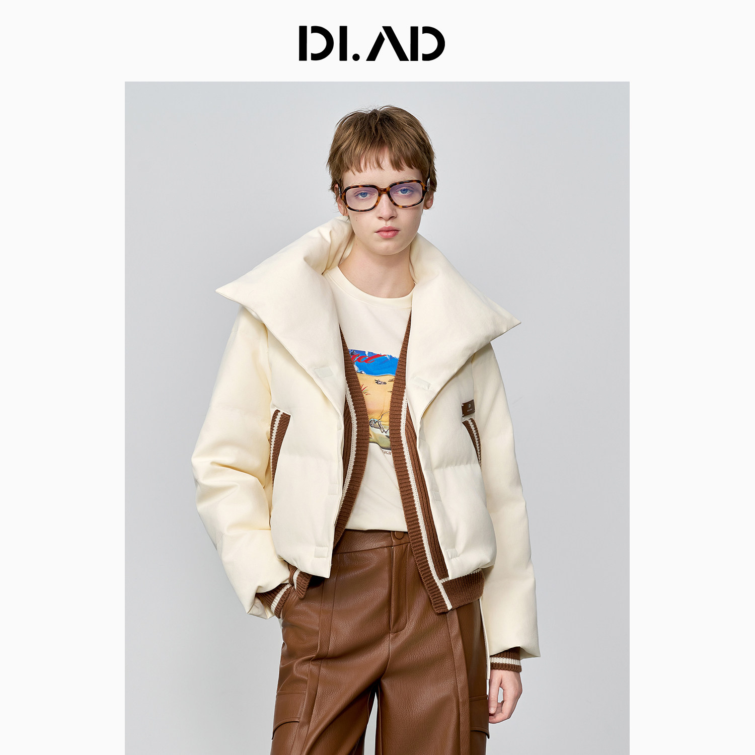 DI.AD25冬新款白鸭绒短款羽绒服时尚轻奢运动风保暖女士羽绒服