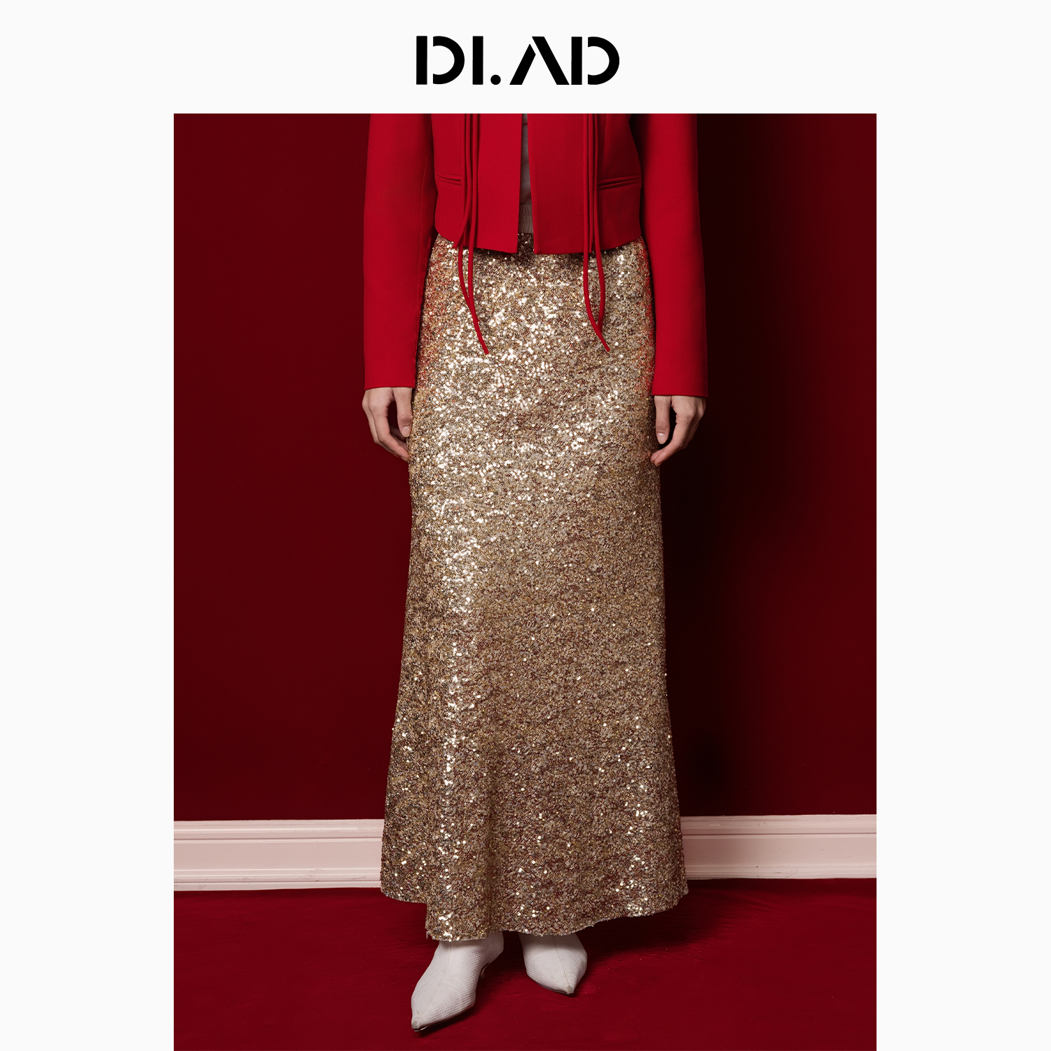 DI.AD杏色亮片半裙时尚轻奢老钱