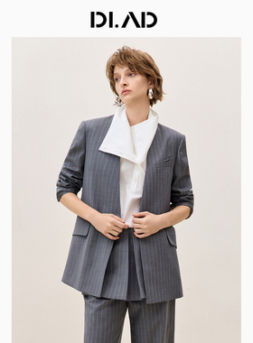 DI.AD摩登随性宽松灰色条纹西装DA641426X0