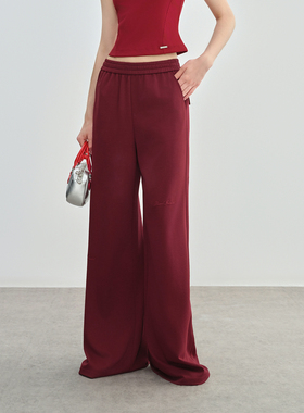 DI.AD 2025夏季安哥拉红高腰抽绳运动直筒阔腿休闲裤女DB542424K0