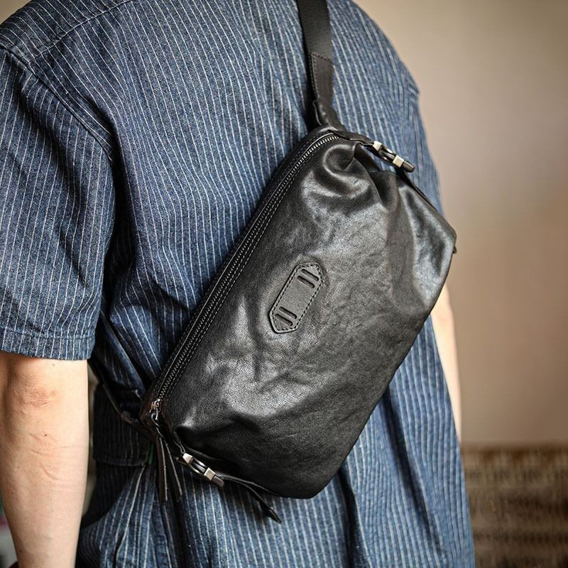 鹿师傅头层牛皮真皮斜挎包