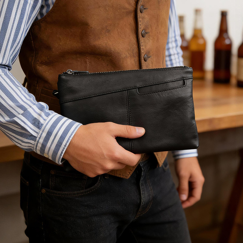 鹿师傅头层牛皮真皮男士手拿包可放手机新款高端钱包大容量手包,箱包皮具/热销女包/男包,男士包袋,淘宝优惠券,粉丝福利购,淘宝优惠卷