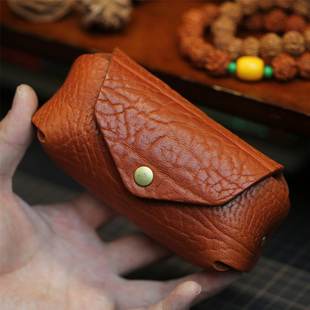 复古小巧手串核桃文玩包收纳包 鹿师傅头层牛皮真皮零钱包2025新款