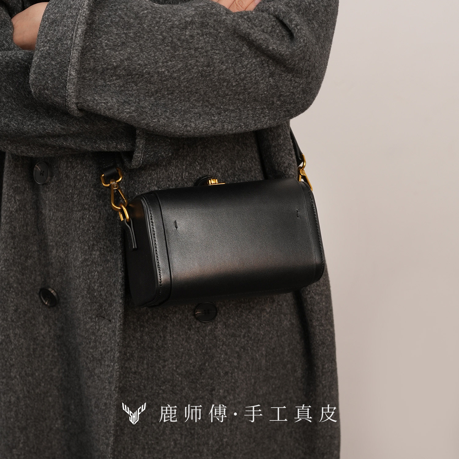 鹿师傅真皮斜挎包女小方包2025新款高级轻奢小众设计手提盒子包,箱包皮具/热销女包/男包,通用款女包,淘宝优惠券,粉丝福利购,淘宝优惠卷