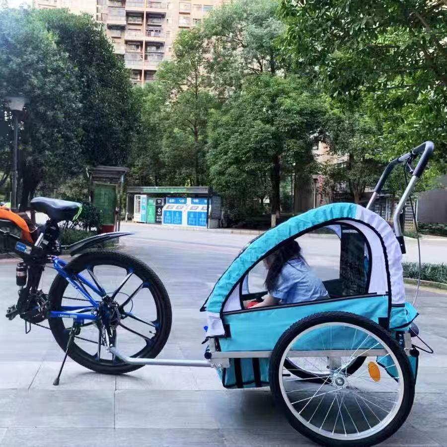 山地车亲子自行车拖车后挂式小车斗儿童一拖二可带小孩带娃母子车