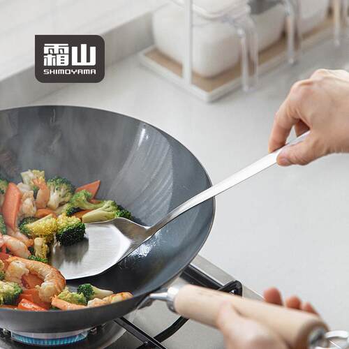 霜山304不锈钢锅铲家用炒菜铲子铲勺一体炒菜煎鱼铲炖菜汤勺炒勺