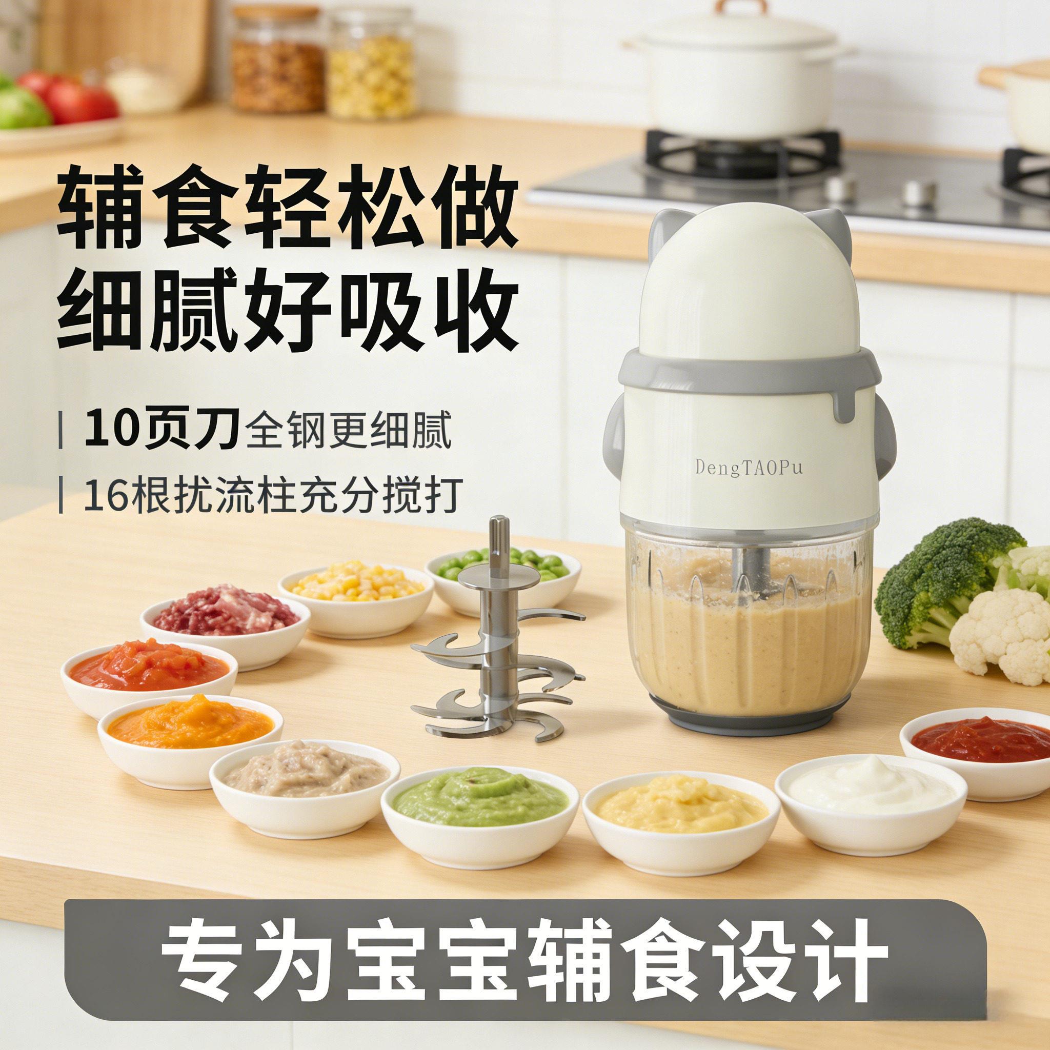 宝宝婴儿辅食机家用搅拌工具多功能绞肉米糊研磨机小型打泥料理器