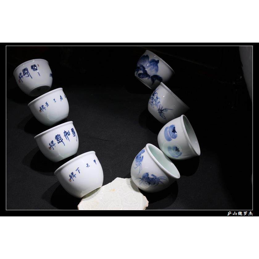 2023新品十龙斋李老师手绘青花缸杯厚胎手工拉坯杯景德镇茶具