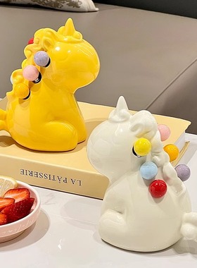 创意独角兽水果叉家用高颜值果叉筒罐茶几餐桌客厅摆件装饰品高级