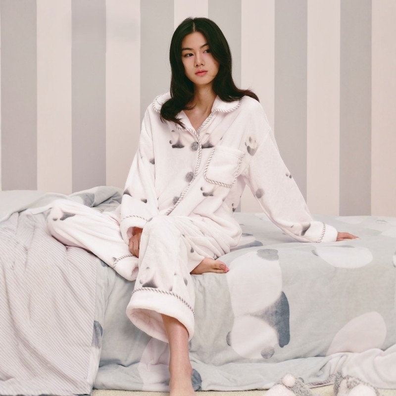 野兽P同款家居熊猫嘭嘭法兰绒家居服套装秋冬加厚可外穿睡衣女,女士内衣/男士内衣/家居服,睡衣/家居服套装,淘宝优惠券,粉丝福利购,淘宝优惠卷