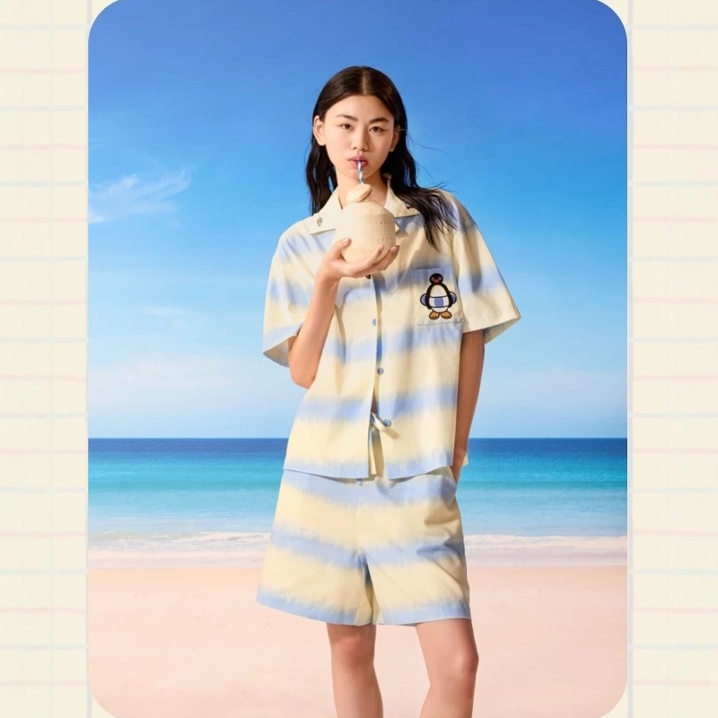 野兽P同款家居Pingu系列天丝棉家居服套装夏季短袖可外穿情侣睡衣