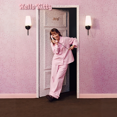 野兽P同款家居Hello Kitty纯棉法兰绒家居服套装秋冬可外穿睡衣女